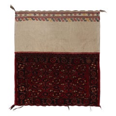 Antique Russian Tribal Bag and Textile in Beige and Burgundy, from Rug & Kilim