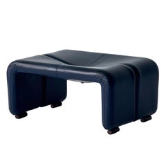 Coronado Navy Leather Ottoman by Afra + Tobia Scarpa for B&B Italia