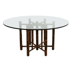 Vintage McGuire Organic Modern Bamboo Iron Frame Round Dining Table