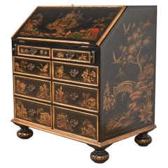 Baker Furniture-Schreibtisch im William & Mary Chinoiserie-Stil, schwarz lackiert
