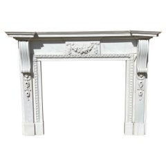 Fine Pair of Large Antique Edwardian Quality Carved White Marble Fireplaces