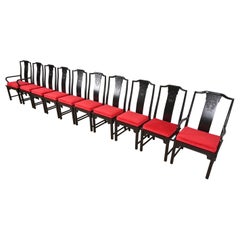 Chaises de salle à manger chinoiseries Hollywood Regency Raymond Sobota pour Century Furniture