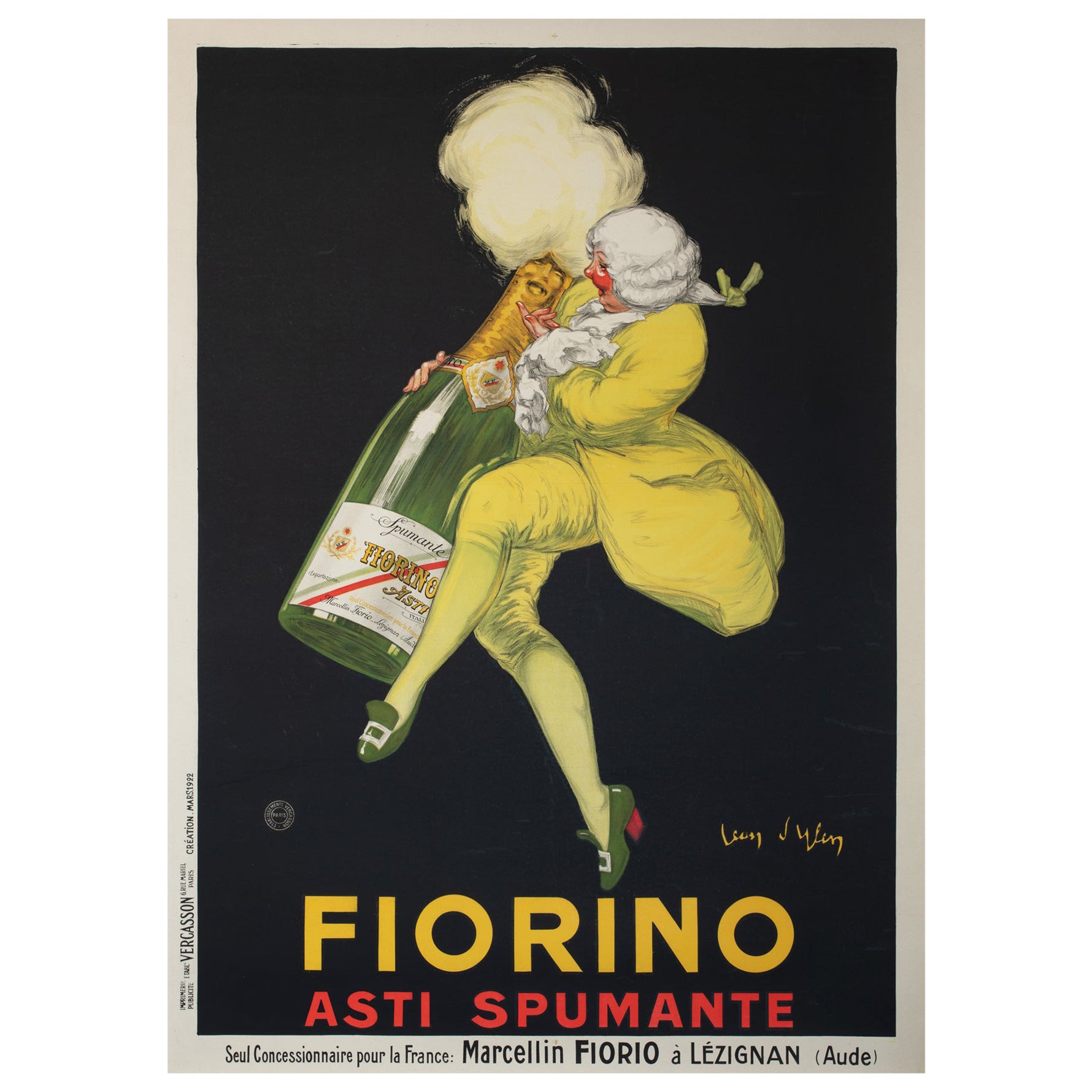 FIORINO 1922 French ASTI SPUMANTE Beverage Alcohol Poster, JEAN DYLEN
