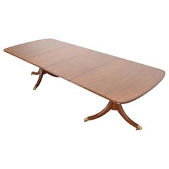 Henredon Georgian Banded Mahogany Double Pedestal Dining Table, Refinished