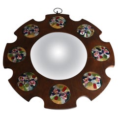 Vintage Sunburst Convex Mirror - Mirror With Enamel Plates - Sun Mirror