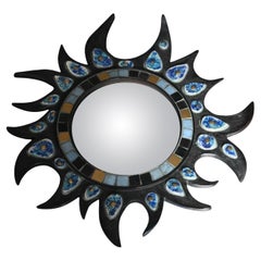 Vintage Sunburst Convex Mirror - Resin And Ceramic Mirror - Sun Mirror