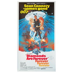 LOS DIAMANTES SON PARA SIEMPRE  Cartel de cine estadounidense de 3 hojas de 1971, Bond,  ROBERT MCGINNIS