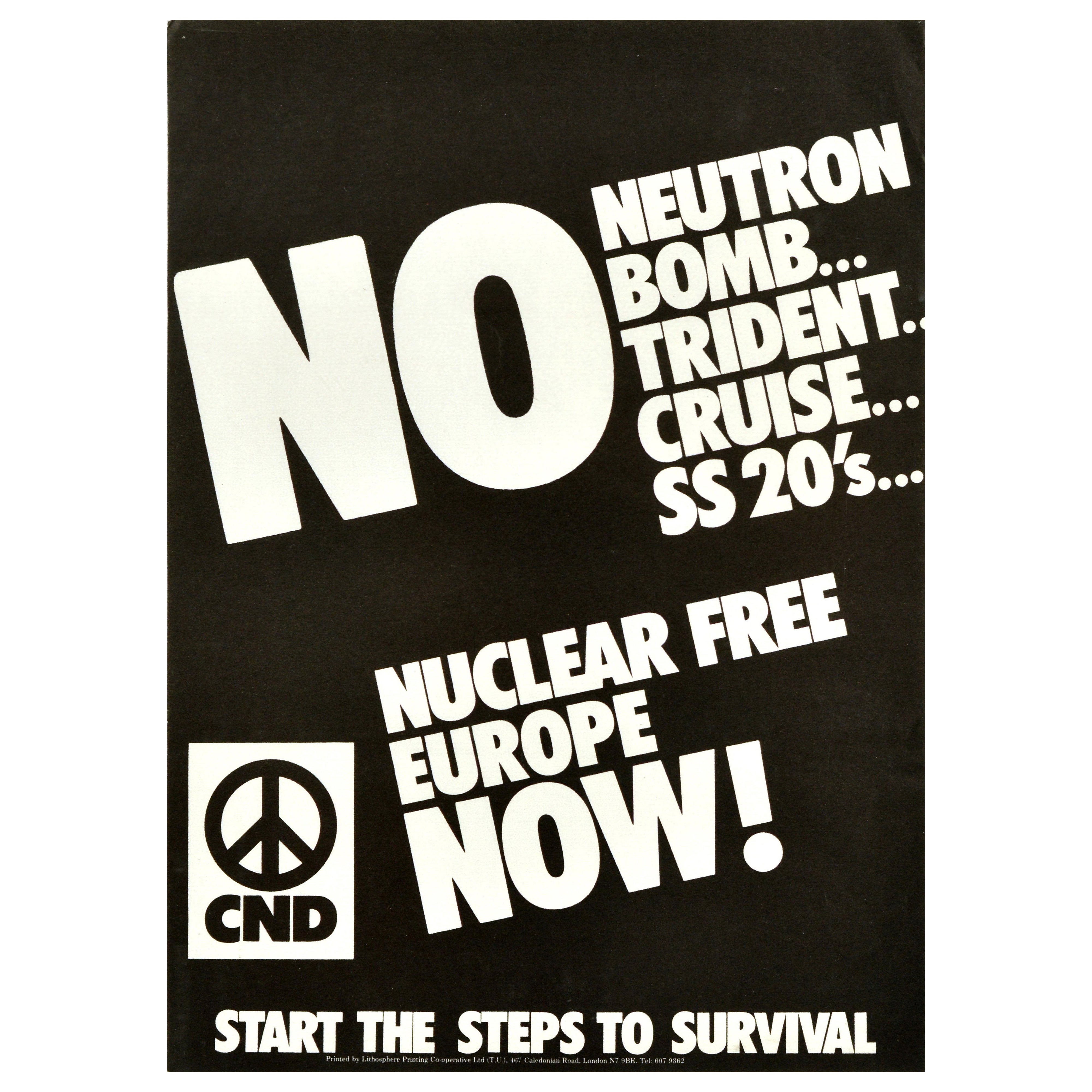 Original Vintage Propaganda Poster Nuclear Free Europe Now Nuclear Disarmament