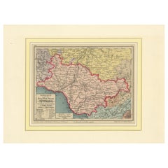 Map of the Kingdom of Württemberg, Oberamt Tettnang in Germany, circa 1885