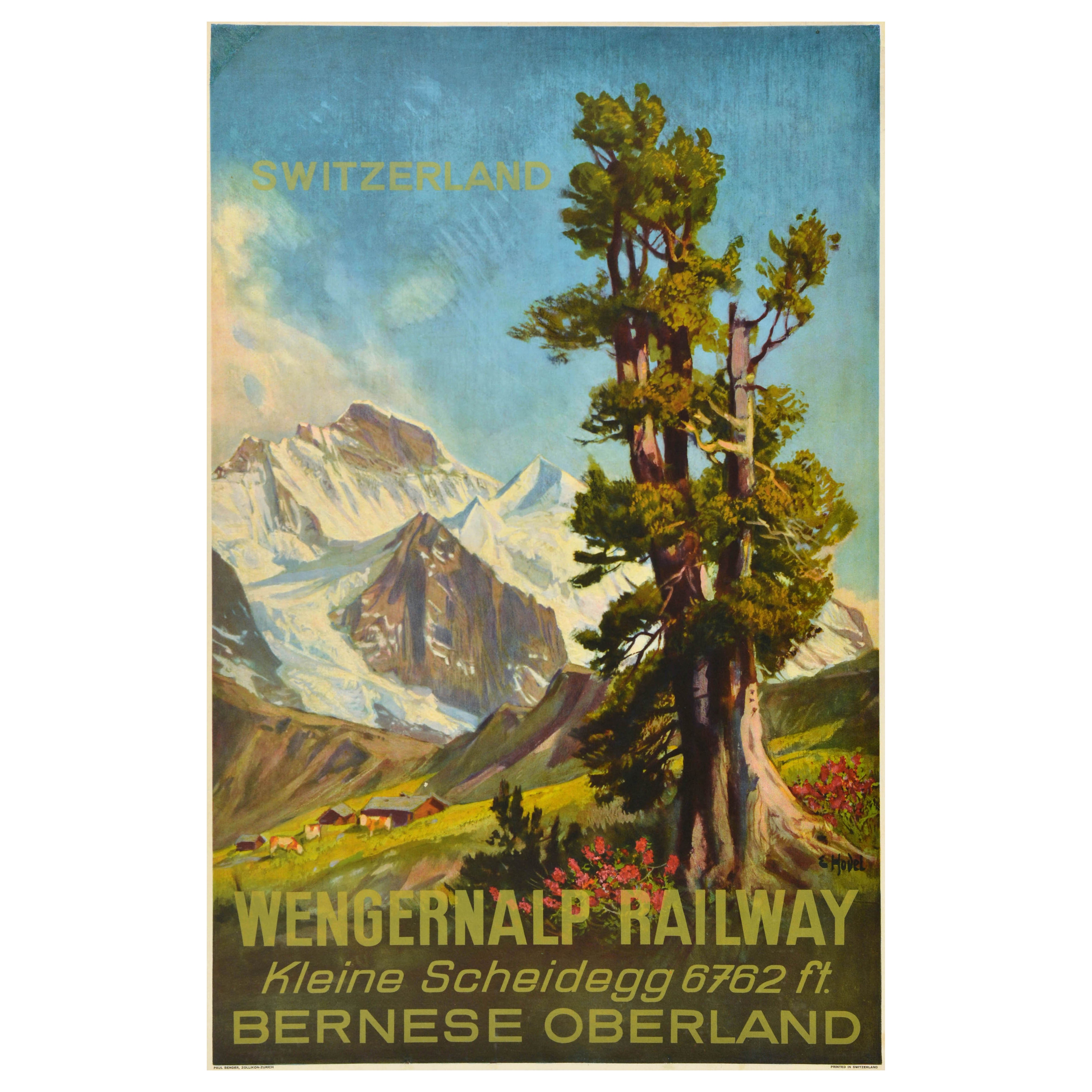 Original Vintage Travel Poster Wengernalp Railway Kleine Scheidegg Switzerland