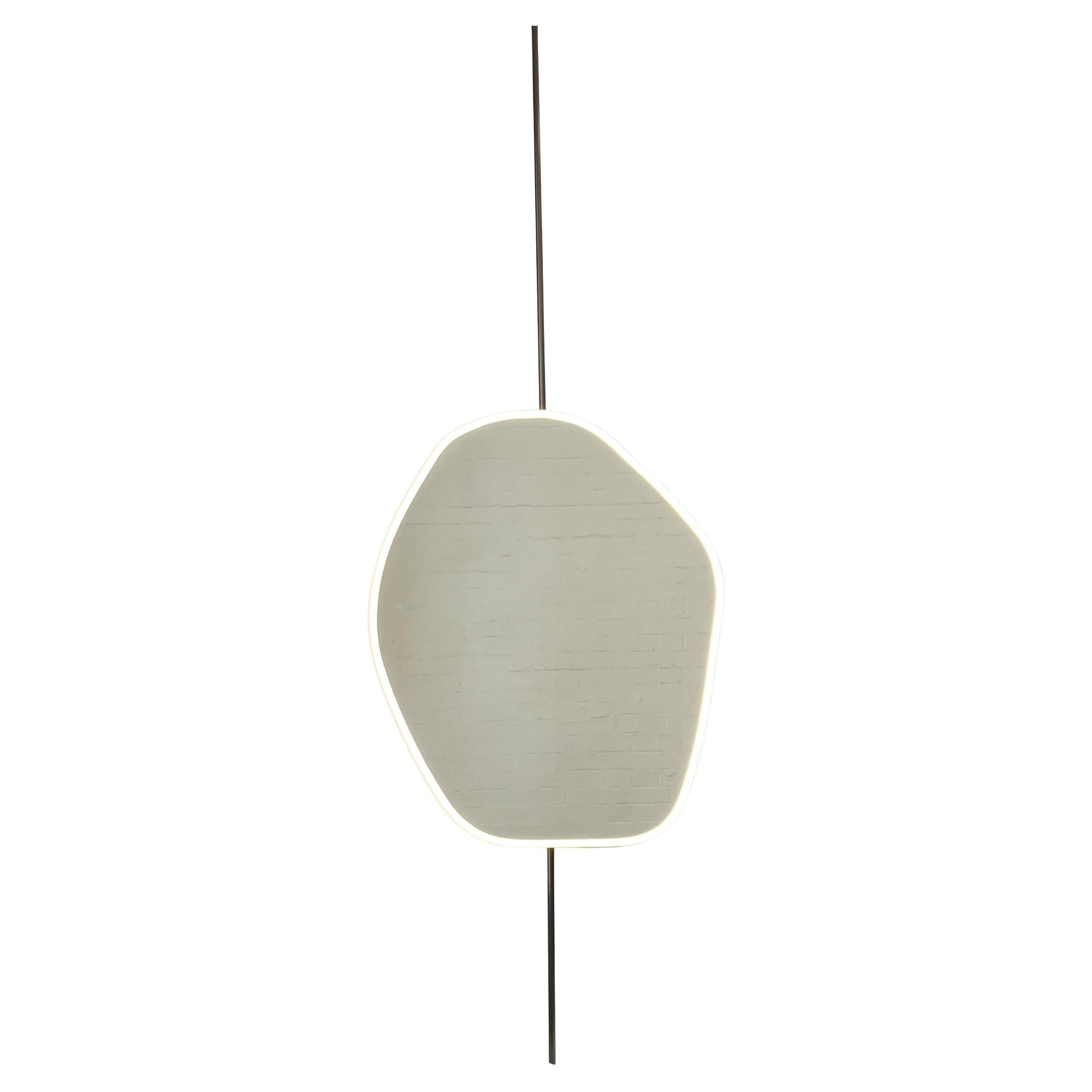 Countertop to Ceiling Freeform Illuminated Mirror with Bronze Patina Brass Frame