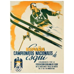 Rare Original Vintage Ski Sport Poster La Molina Ski Championships Spain