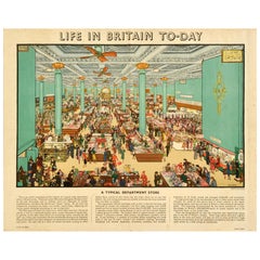 Affiche vintage d'origine Life In Britain To-day Department Store Grace Golden
