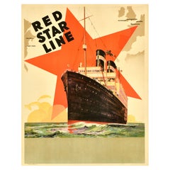 Poster pubblicitario d'epoca per le crociere Red Star Line SS Westernland