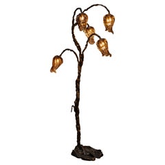 Lampada da terra decorativa Eurydice in bronzo e vetro soffiato a mano di Emilie Lemardeley