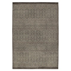 Rug & Kilim's Distressed Tribal Style Rug in Grey and Blue Geometric Patterns (Tapis à motifs géométriques gris et bleus)