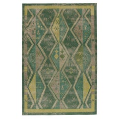 Rug & Kilim - Tappeto in stile Distressed con motivi geometrici verdi e marroni