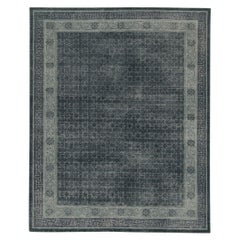 Tapis Distressed Khotan de Rug & Kilim à motifs géométriques bleus et gris