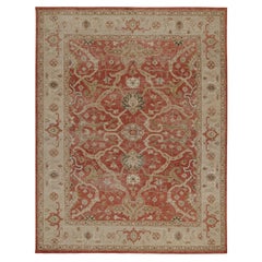 Rug & Kilim: Tappeto in stile classico invecchiato in rosso con motivi floreali beige