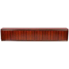 Long Rosewood and Chrome Credenza or Buffet