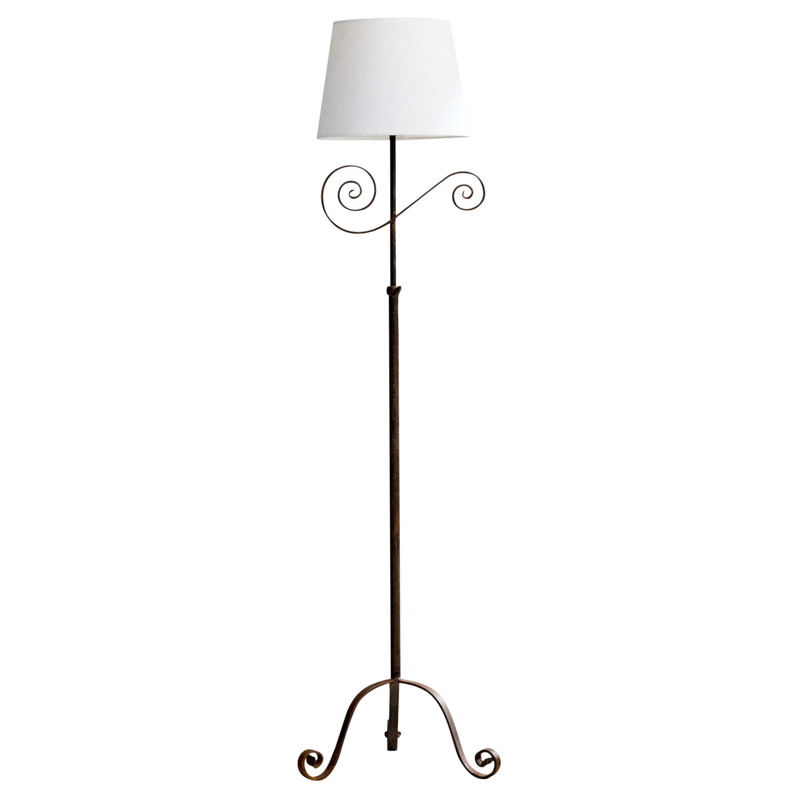 Schwedische Designerin, Stehlampe, Eisen, Stoff, Schweden, 1940er Jahre