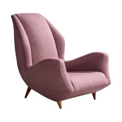 Sedia da salotto di design italiano, Wood, Tessuto, Italia, anni '1950