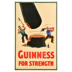Poster pubblicitario originale d'epoca Guinness per l'albero della forza John Gilroy