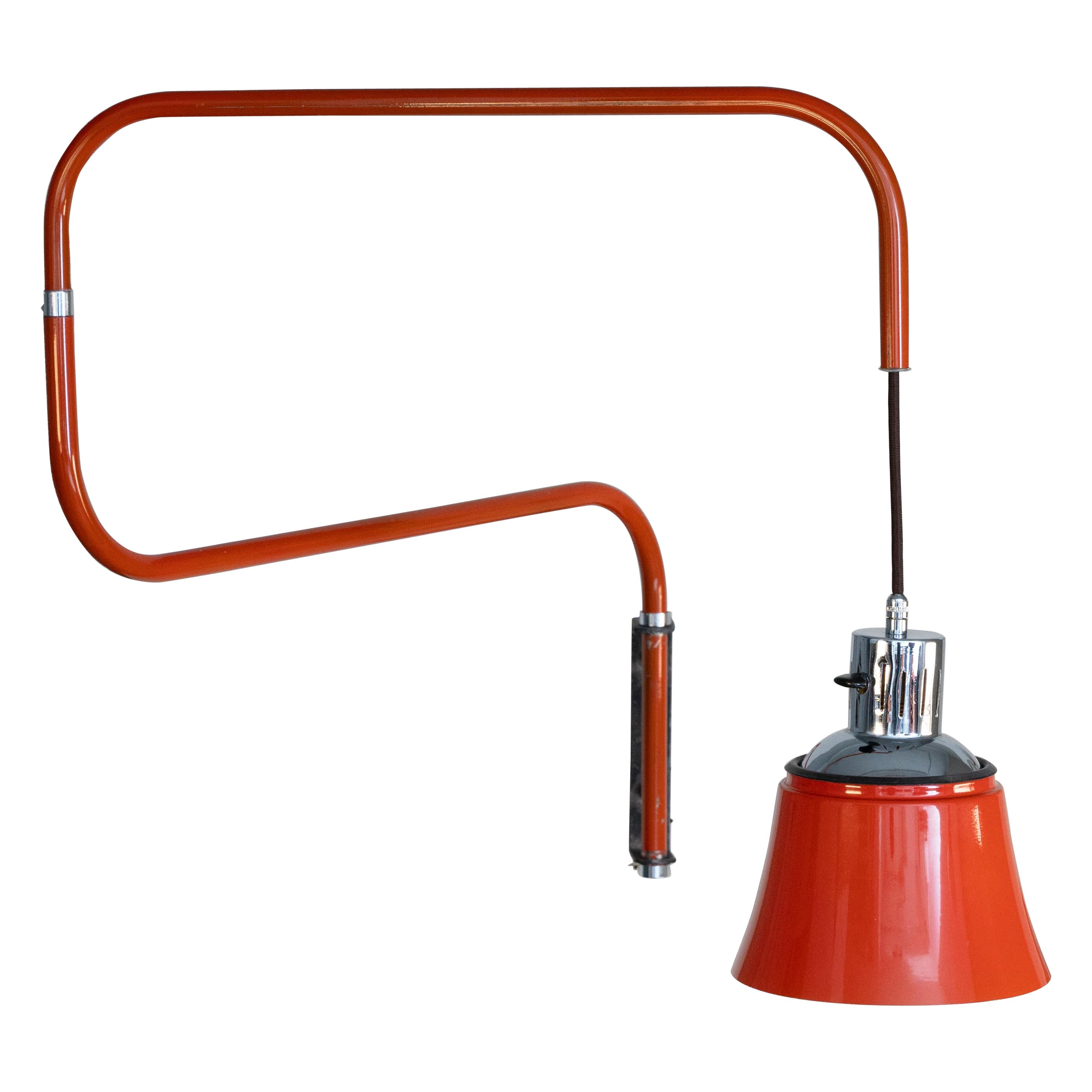 Heinrich-Siegfried Bormann extendable wall lamp, 1970, red version
