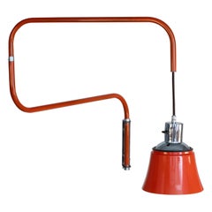 Heinrich-Siegfried Bormann extendable wall lamp, 1970, red version
