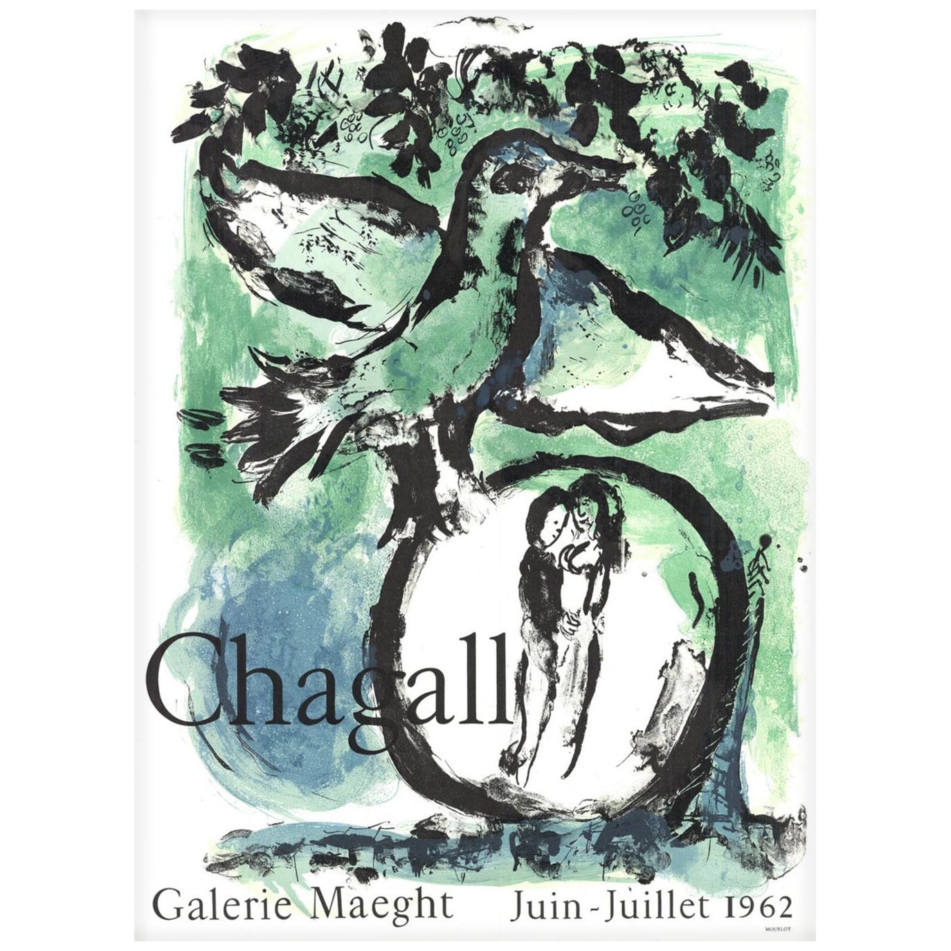 1962 Marc Chagall -  Oiseau Vert Poster originale d'epoca