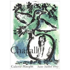 1962 Marc Chagall -  Oiseau Vert Poster originale d'epoca
