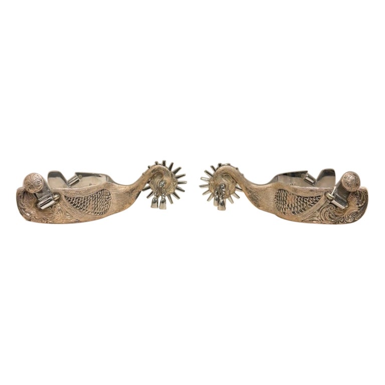 Cowboy Spurs aus poliertem Stahl mit Silberüberzug von Eduardo Garcia  circa 1980er Jahre