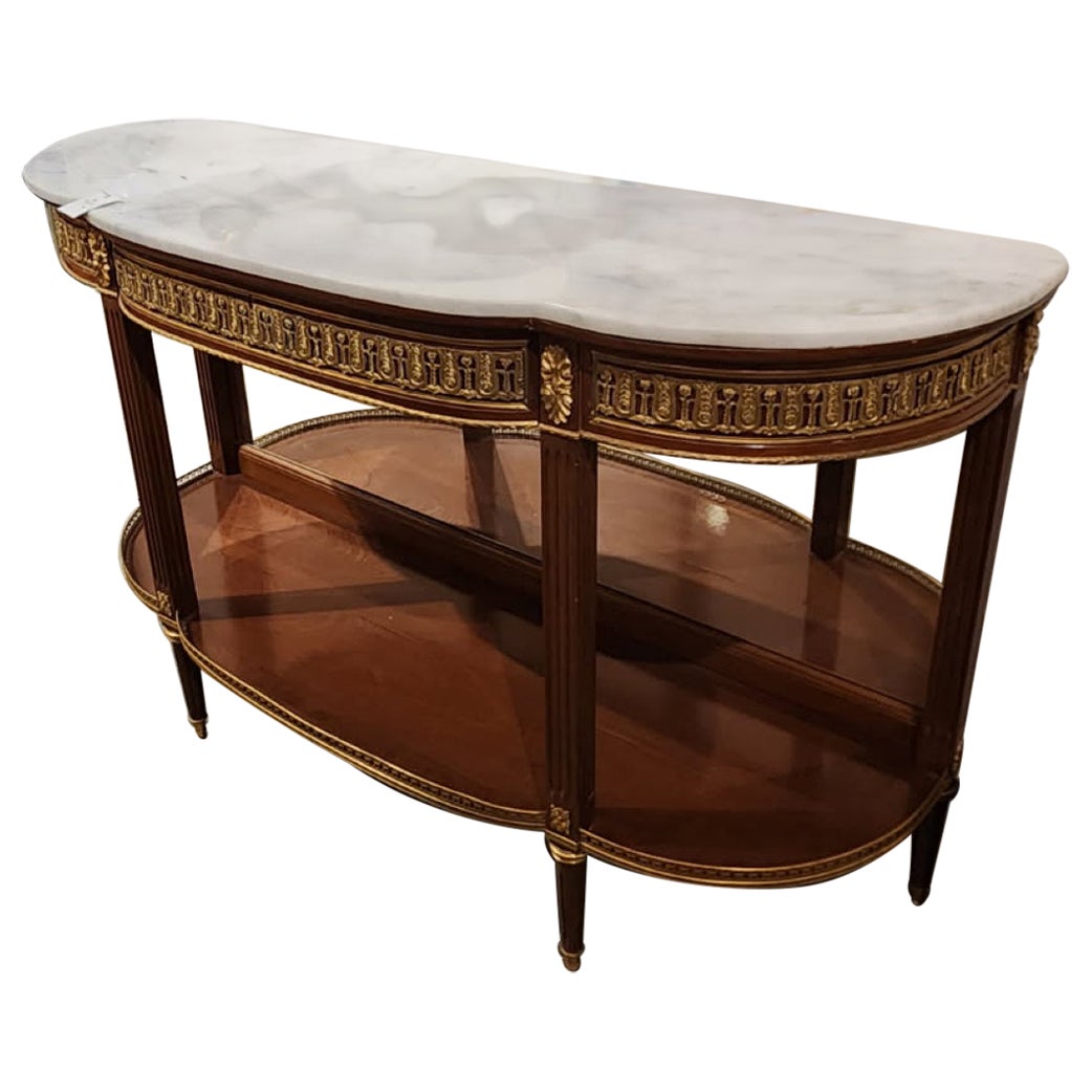 Louis XV.-Serviertisch mit Demilune-Marmorplatte