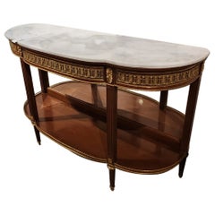 Louis XV.-Serviertisch mit Demilune-Marmorplatte