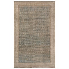 Oversized Antique Circa-1900 Blue and Buff-Brown Wool Persian Tabriz Rug