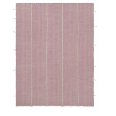 Kilim contemporáneo de Rug & Kilim en rosa fucsia y rayas blancas texturadas