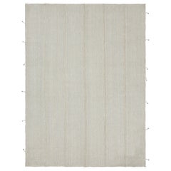 Rug & Kilim’s Contemporary Kilim with Bright White and Beige Textural Stripes