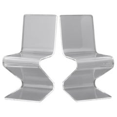 Mid-Century Modern Style Lucite "Z" Chairs, Pair