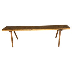 Tavolo da lavoro (console) a cavalletto in castagno americano da 8' Patina profonda