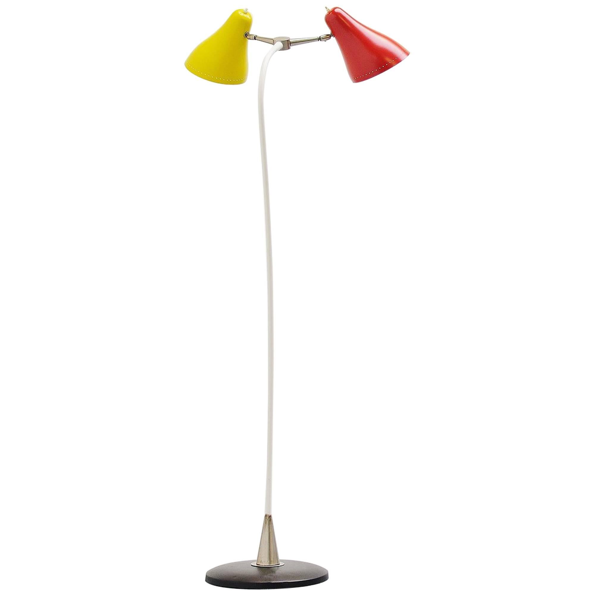 Anvia JJM Hoogervorst Double Shaded Floor Lamp, Holland, 1950