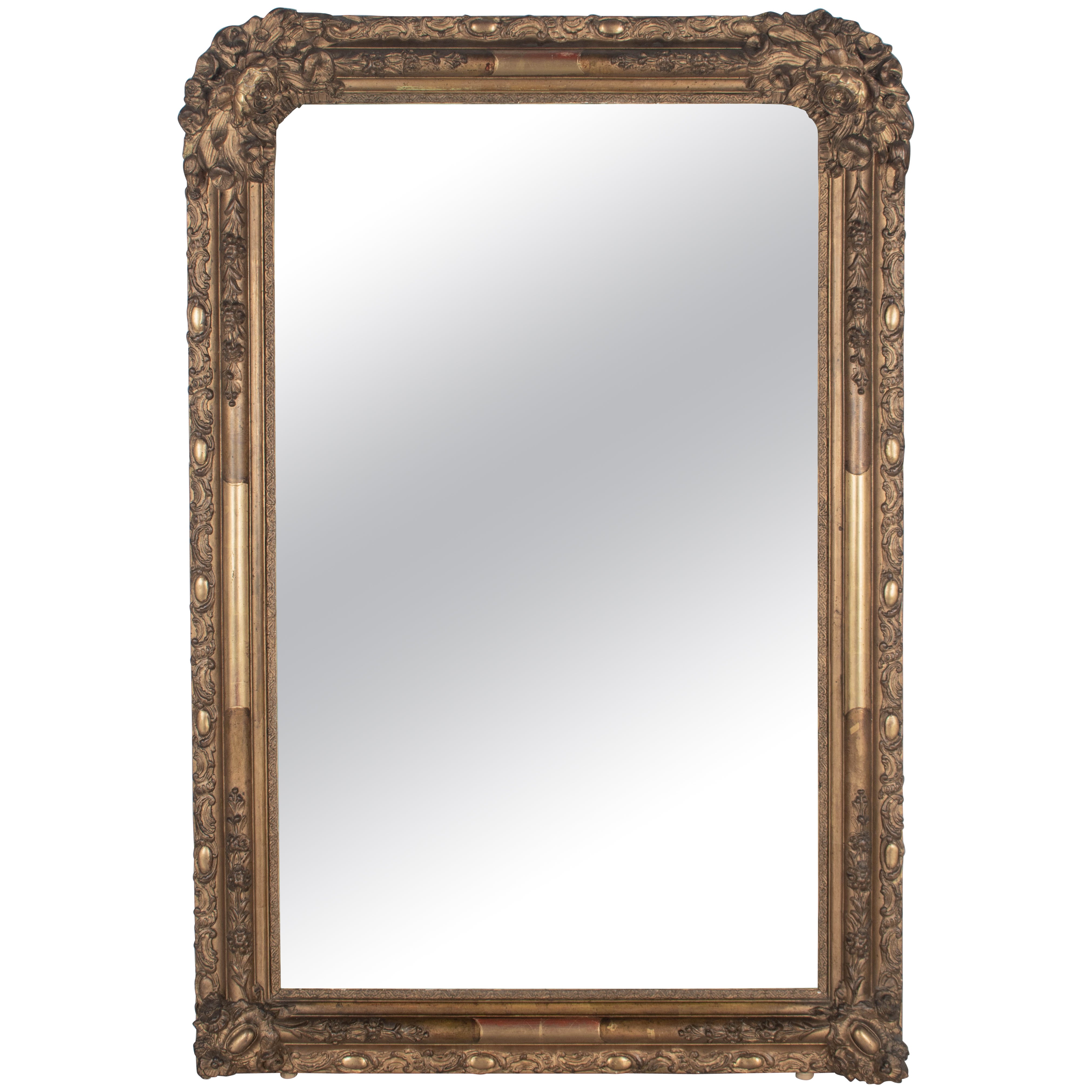 19th Century Louis Philippe French Gilded Mirror 51"H x 34.5"W