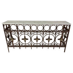Antique French Wrought Iron Console w/ Marble Top