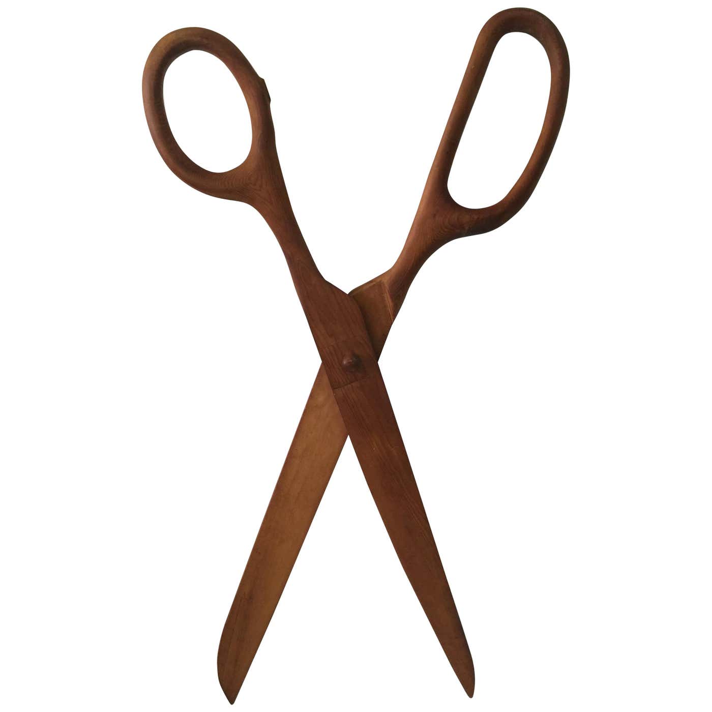 Very Oversized Vintage Display Scissors in Wood For Sale at 1stDibs ...