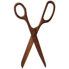 Very Oversized Vintage Display Scissors in Wood