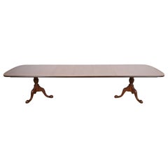 Baker Furniture Style English Georgian Banded Mahogany Dining Table, Refinished