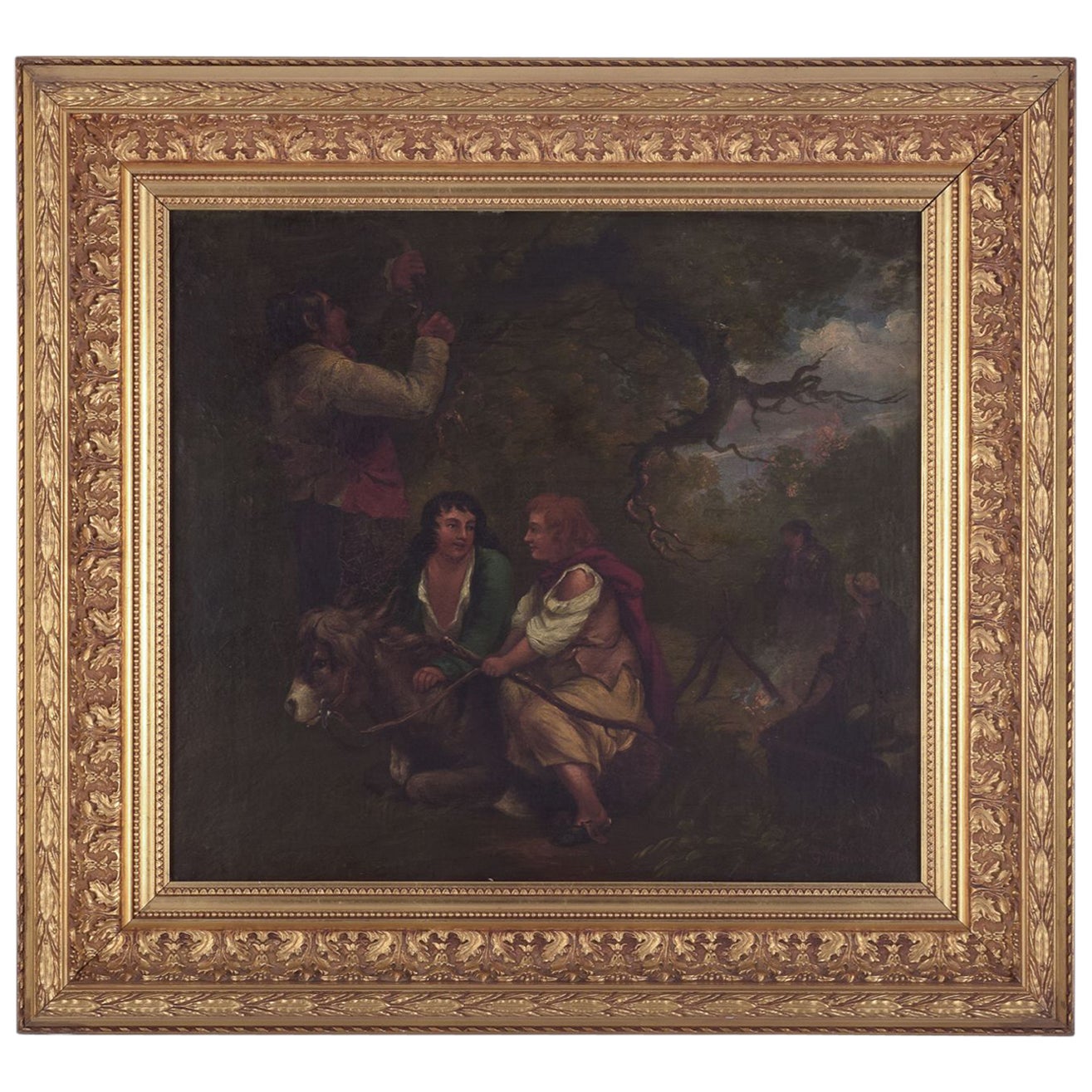 George Morland, artista britannico molto quotato. Olio su tela. Scena pastorale, 1792