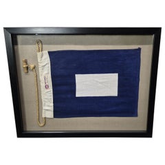 Nautical Signal Flag of Letter "P" in Shadowbox Frame