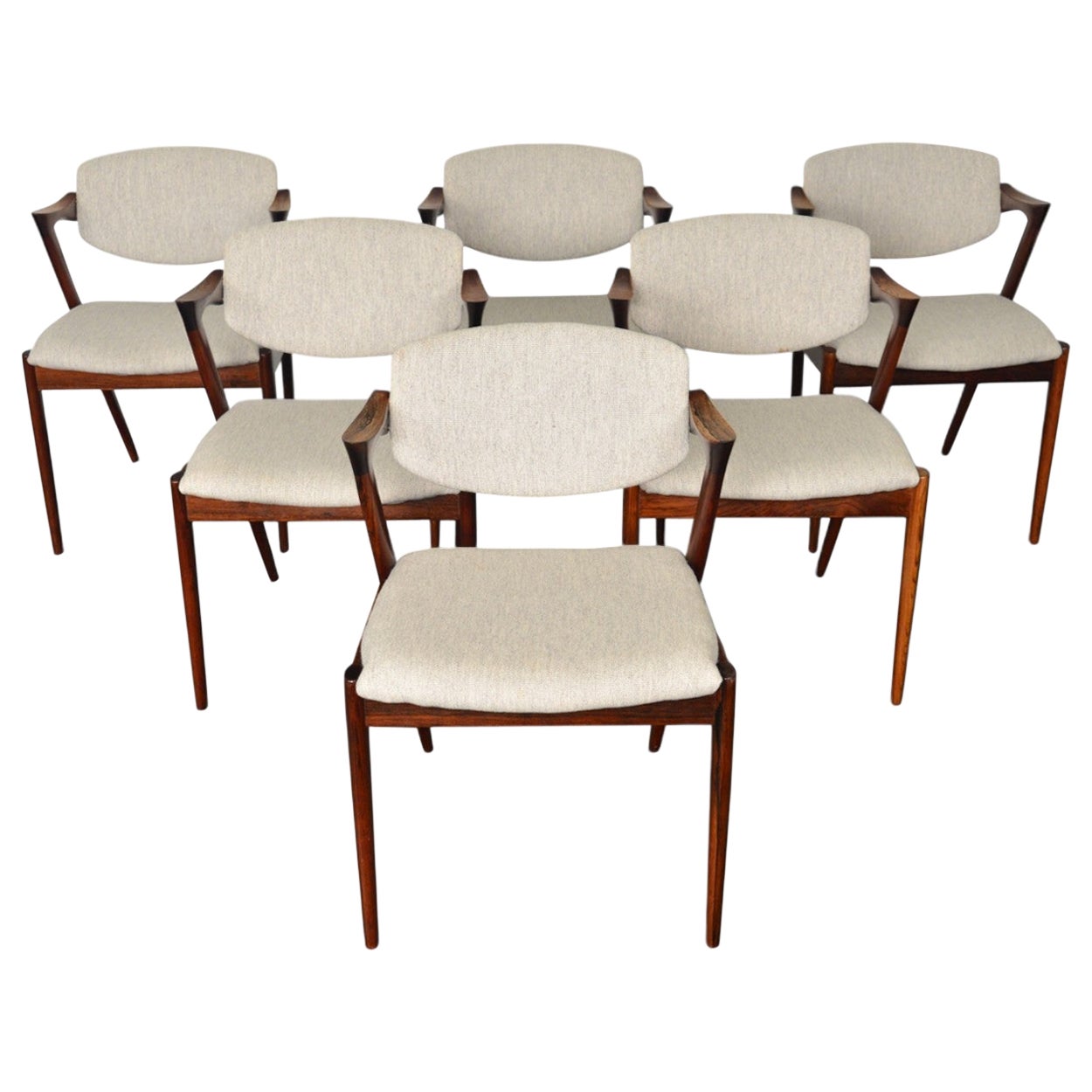 Set of Six Kai Kristiansen Model 42 Dining Chairs in Rosewood