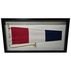Nautical Signal Pennant for Numeral THREE in Frame