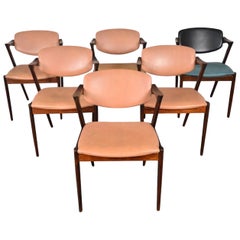 Set of Six Kai Kristiansen Model 42 Dining Chairs in Rosewood